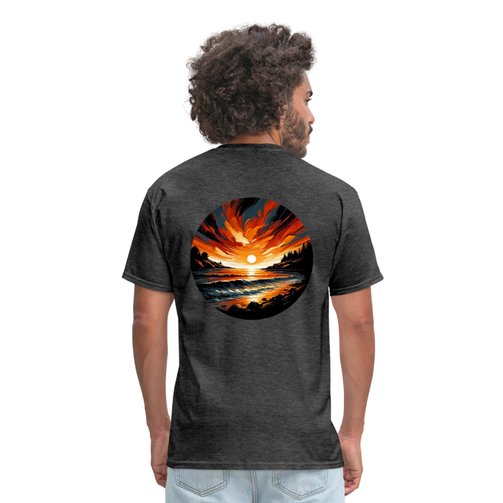 Beach Sunset Graphic Unisex Classic T-Shirt with Logo - heather black