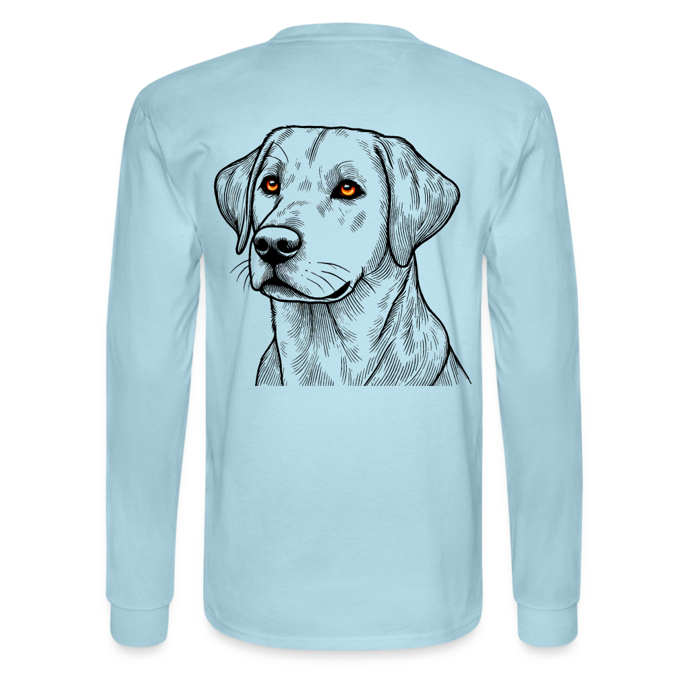 Men's Fine Line Labrador Graphic Long Sleeve Shirt with Logo - powder blue