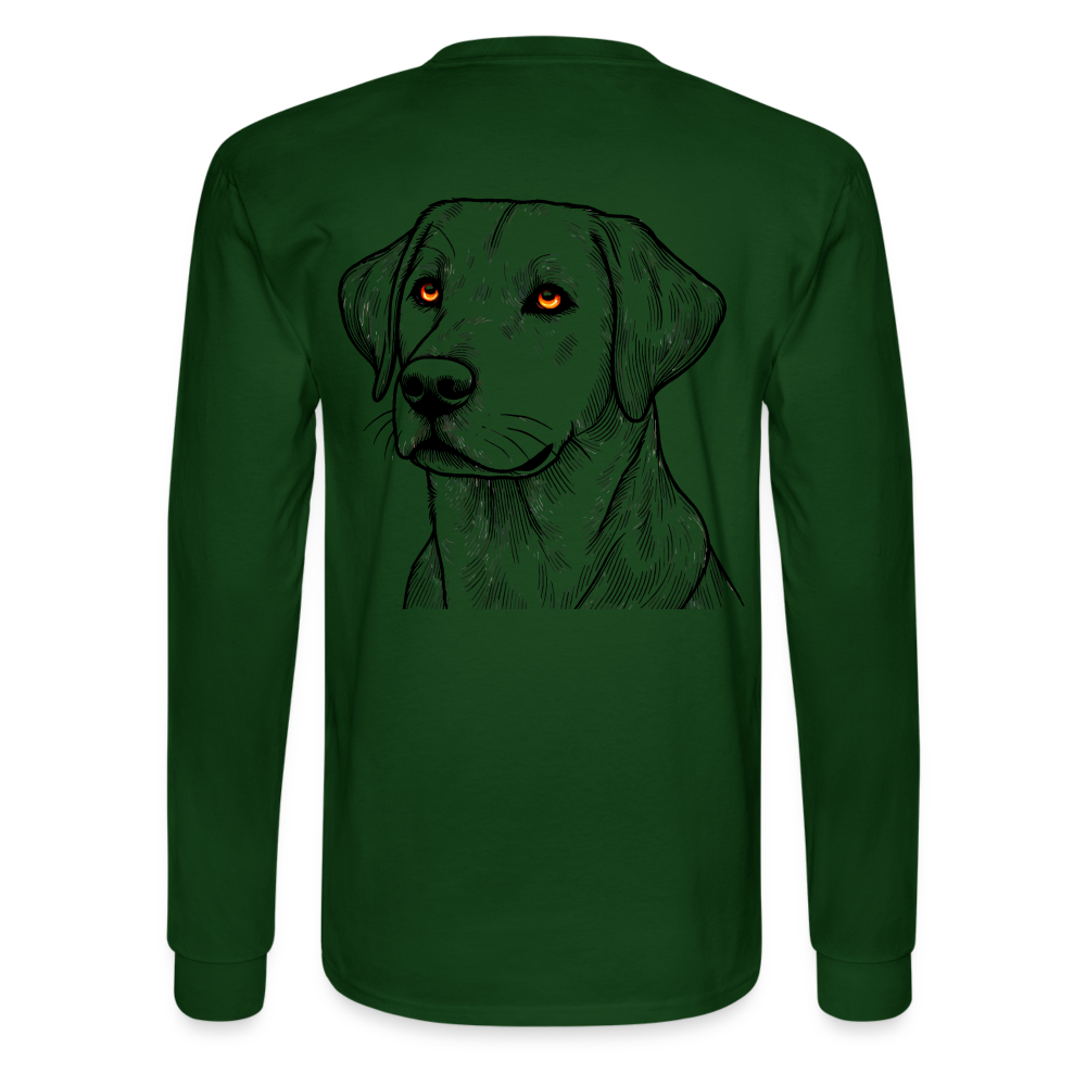 Men's Fine Line Labrador Graphic Long Sleeve Shirt with Logo - forest green