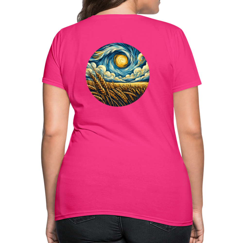 Women's Wheat Field Graphic T-Shirt with Logo - fuchsia