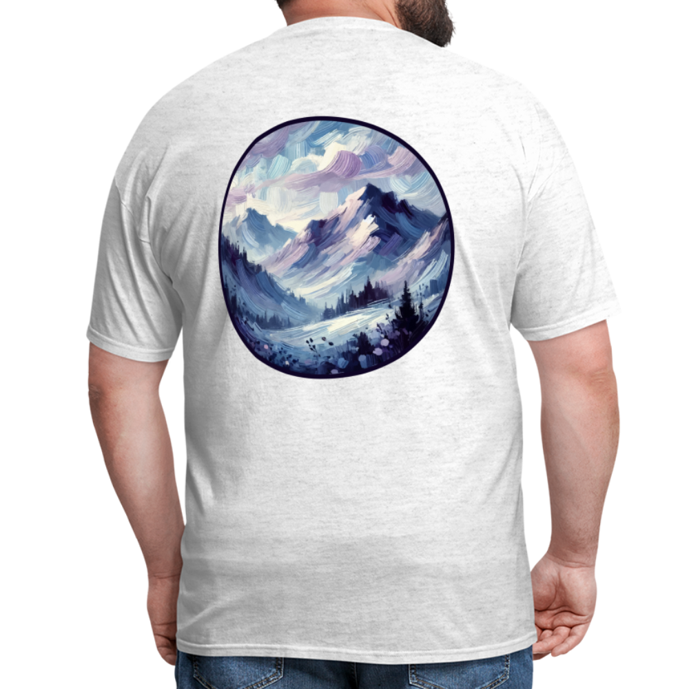 Lavender Blue Mountain Range Unisex Classic T-Shirt with Logo - light heather gray