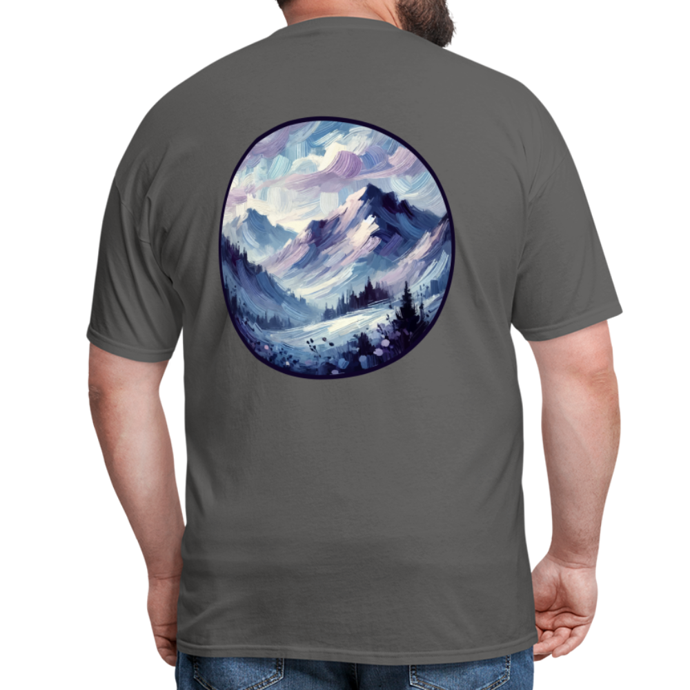 Lavender Blue Mountain Range Unisex Classic T-Shirt with Logo - charcoal