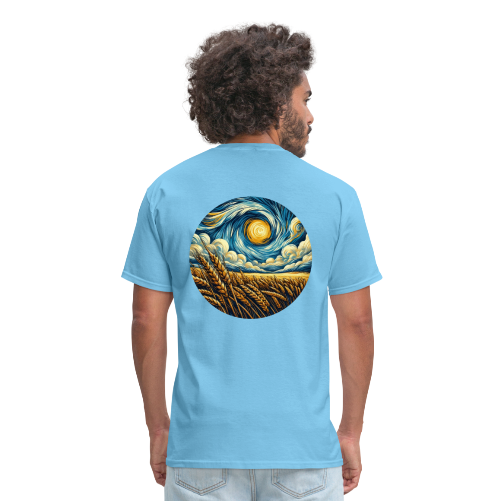 Wheat Field Graphic Unisex Classic T-Shirt with Logo - aquatic blue