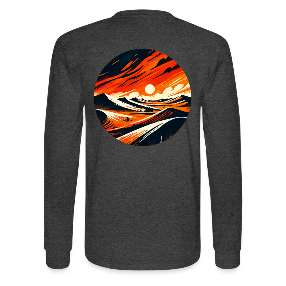 Men's Desert Dunes Graphic Long Sleeve Shirt with Logo - heather black