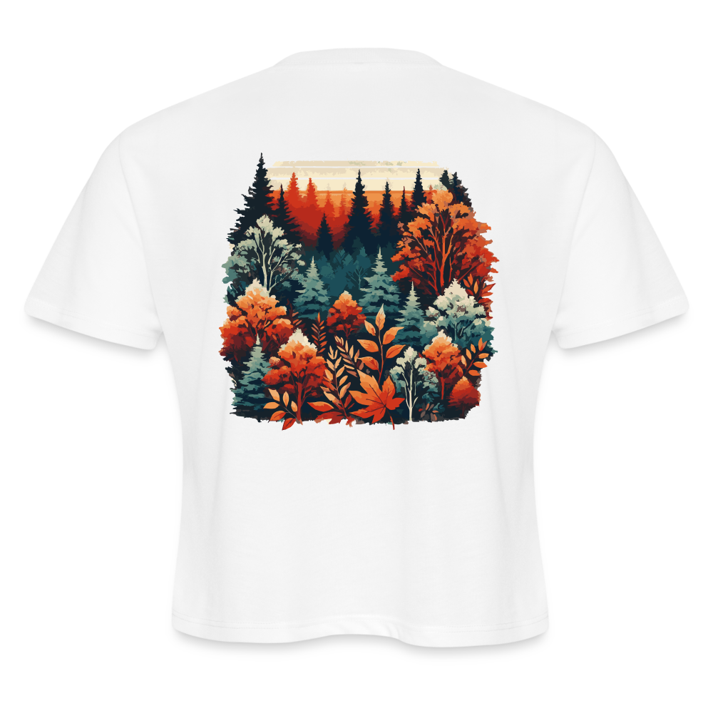 Autumn Leaves: Women's Cropped T-Shirt - white