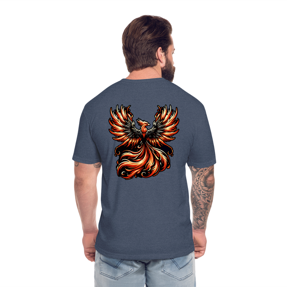 Phoenix Graphic Unisex Fitted Cotton/Poly T-Shirt with Logo - heather navy