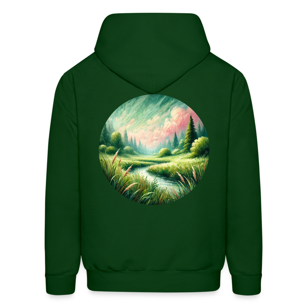 Men's Meadow Graphic Hoodie with Logo - forest green