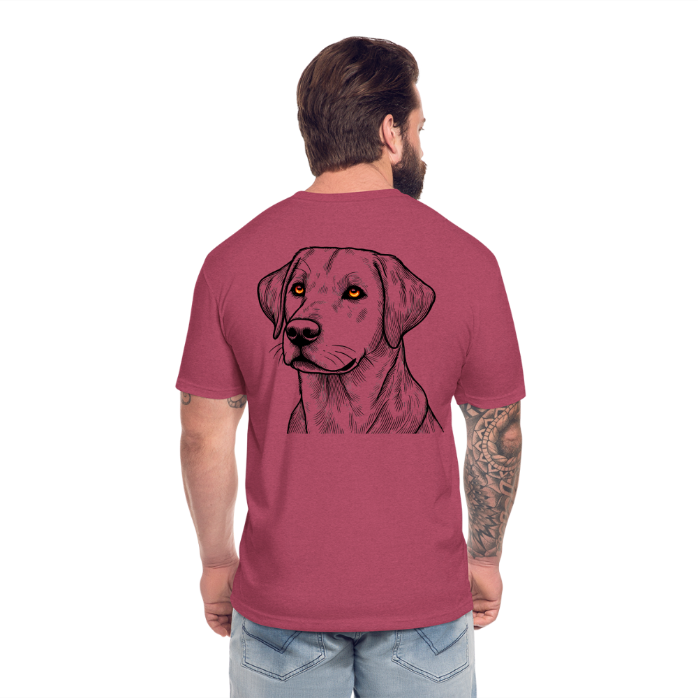 Fine Line Labrador Graphic Unisex Fitted Cotton/Poly T-Shirt with Logo - heather burgundy