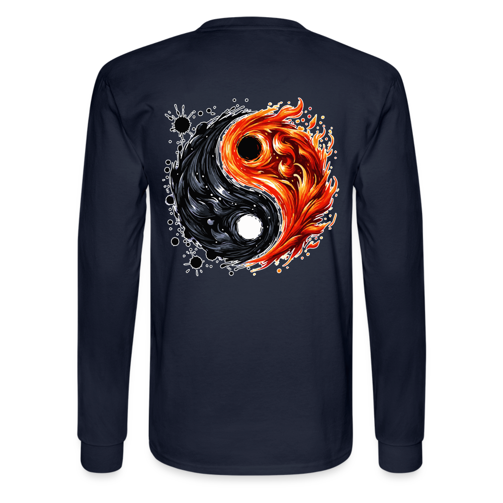 Men's Official Ink and Ember  Yin and Yang Long Sleeve Shirt with Logo - navy