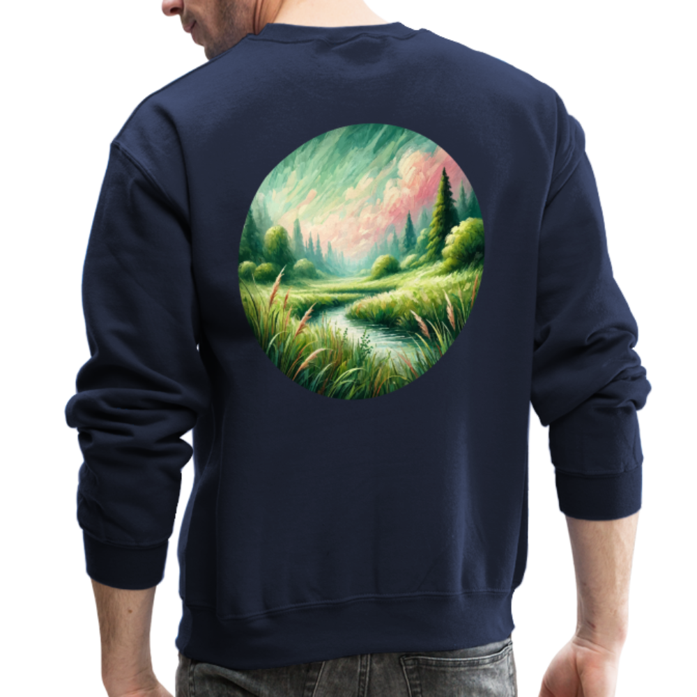 Meadow Graphic Crewneck Sweatshirt with Logo - navy