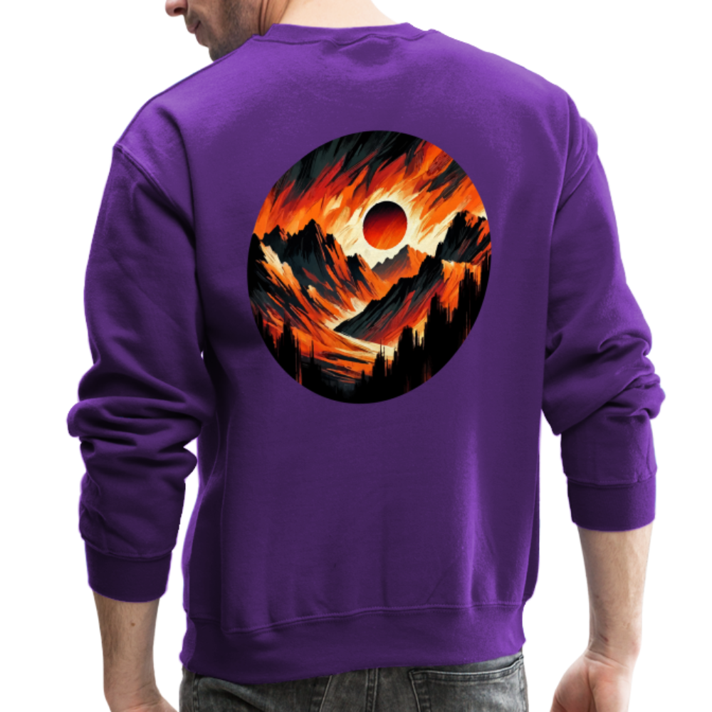 Orange and Black Mountain Range Crewneck Sweatshirt with Logo - purple