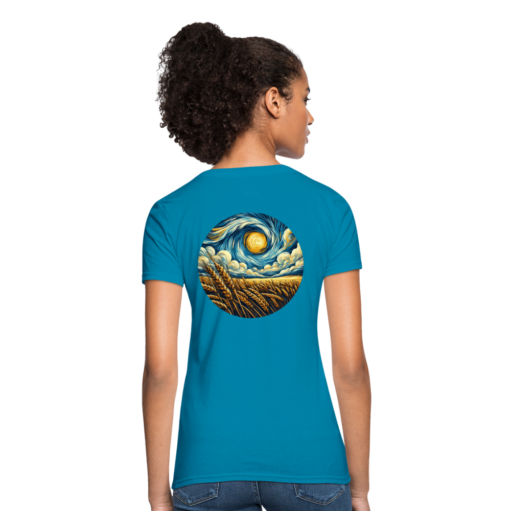 Women's Wheat Field Graphic T-Shirt with Logo - turquoise