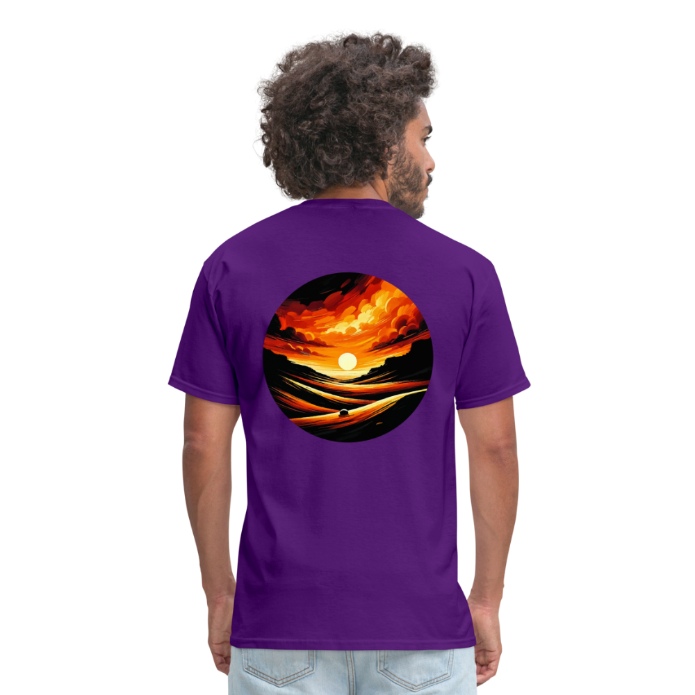 Desert Sunset Graphic Unisex Classic T-Shirt with Logo - purple