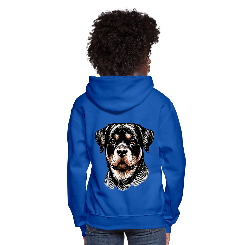 Women's Fine Line Rottweiler Graphic Hoodie with Logo - royal blue