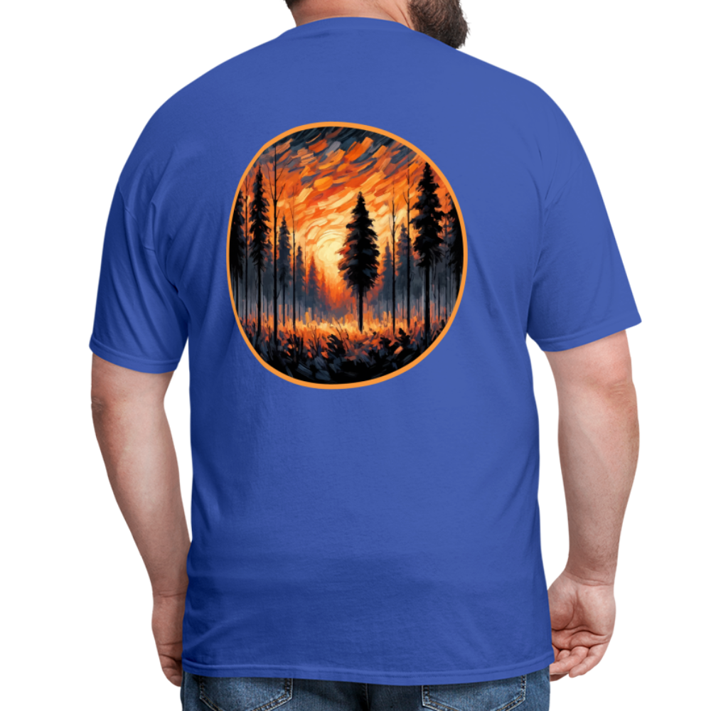 Orange Forest Sunset Unisex Classic T-Shirt with Logo - royal blue