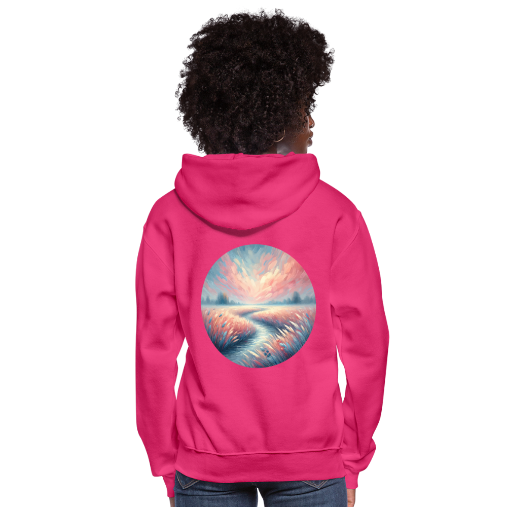 Women's River Meadow Graphic Hoodie with Logo - fuchsia