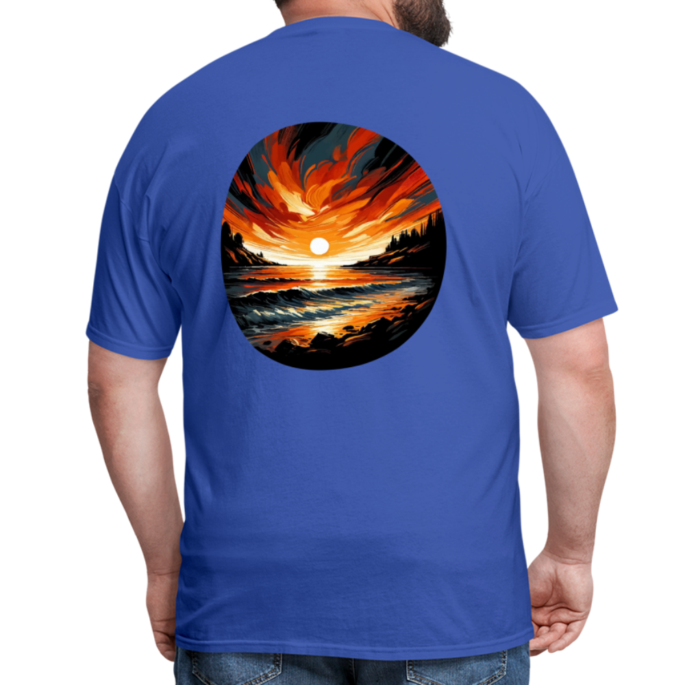 Beach Sunset Graphic Unisex Classic T-Shirt with Logo - royal blue