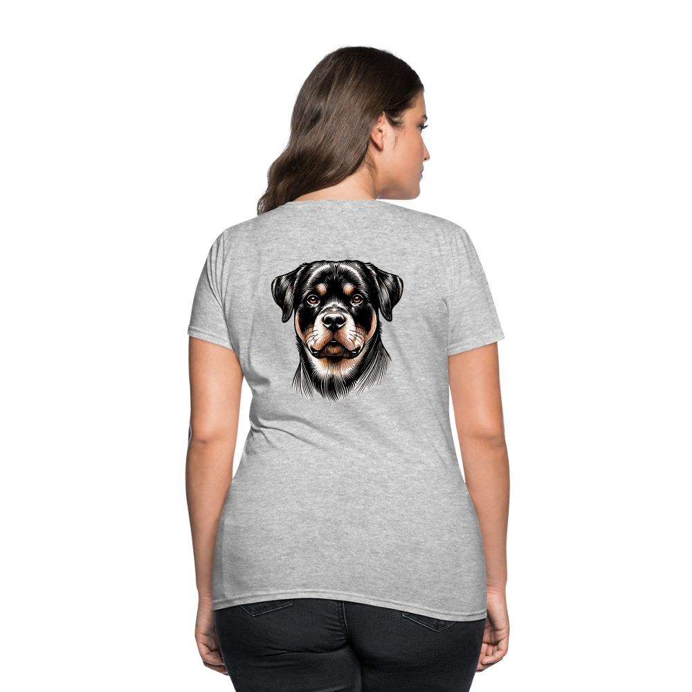 Fine Line Rottweiler Graphic Women's T-Shirt with Logo - heather gray