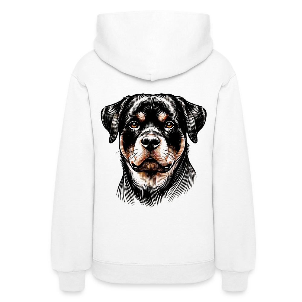 Women's Fine Line Rottweiler Graphic Hoodie with Logo - white