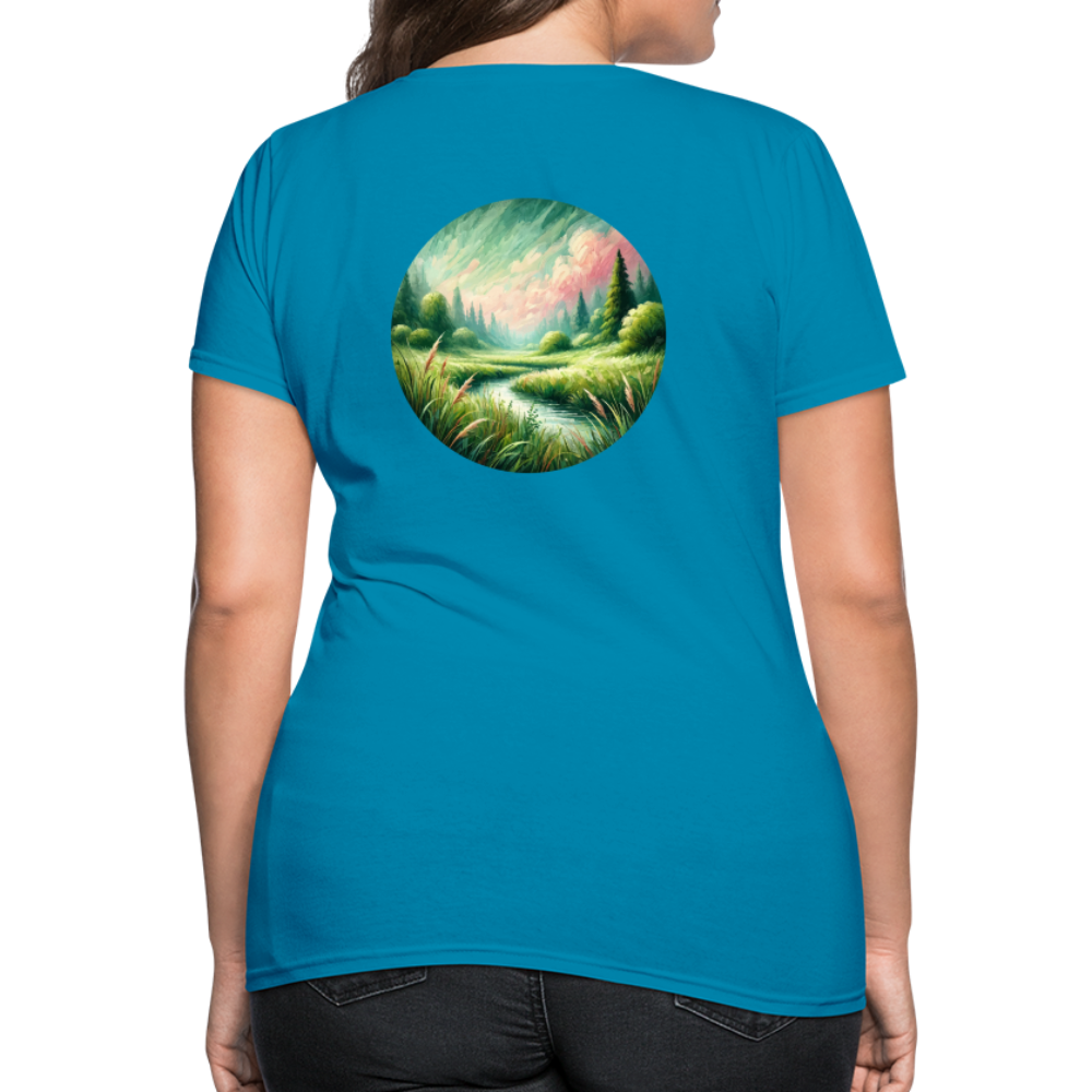 Women's Meadow Graphic T-Shirt with Logo - turquoise