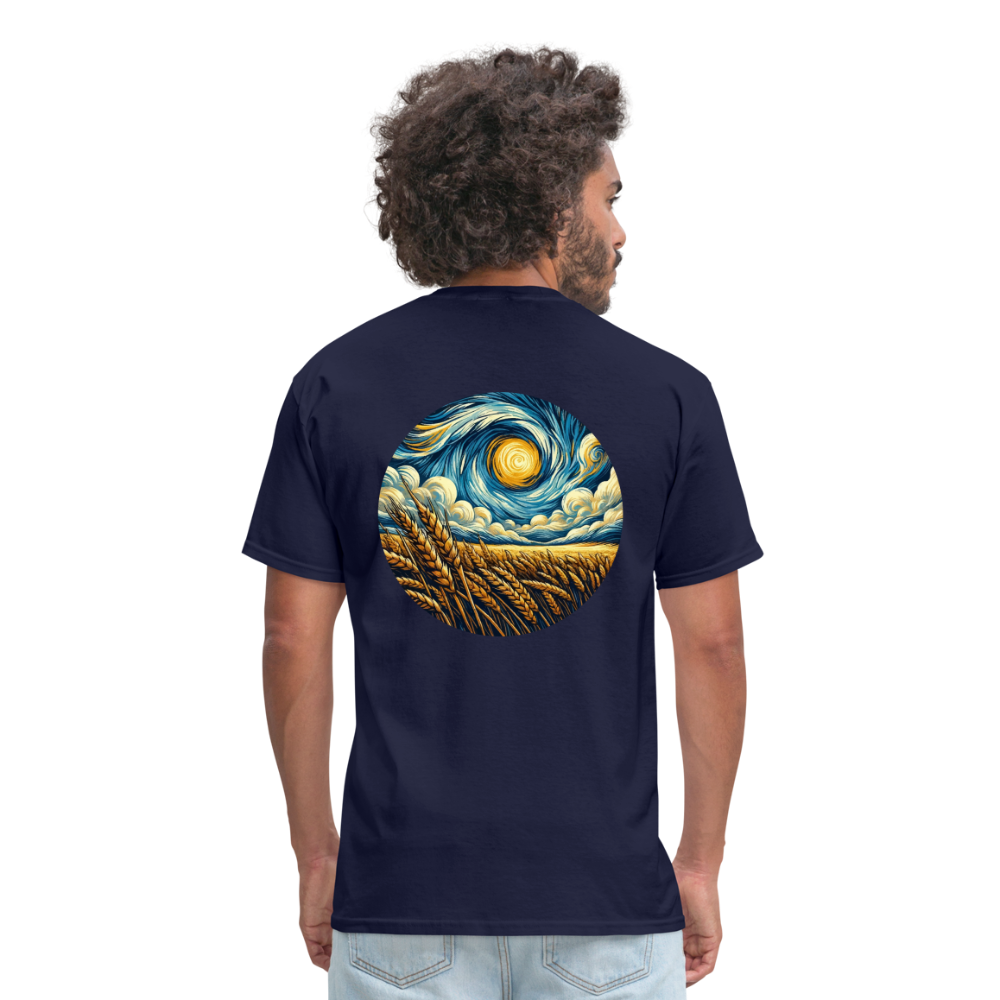 Wheat Field Graphic Unisex Classic T-Shirt with Logo - navy