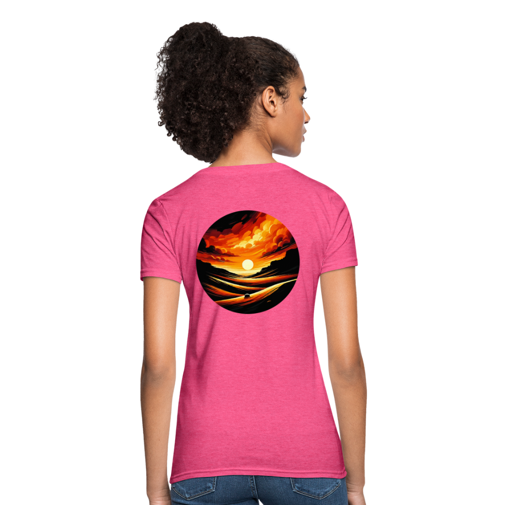 Women's Desert Sunset Graphic T-Shirt with Logo - heather pink