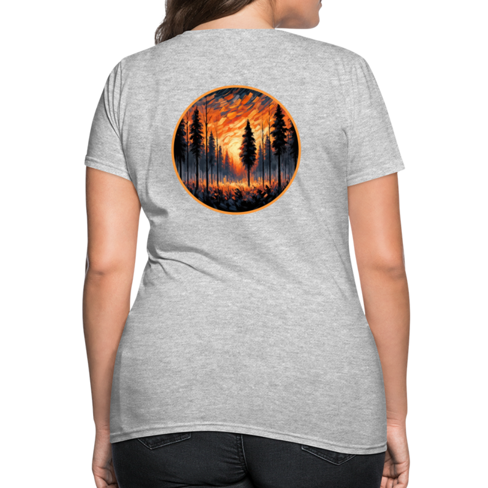 Women's Orange Forest Sunset T-Shirt with Logo - heather gray