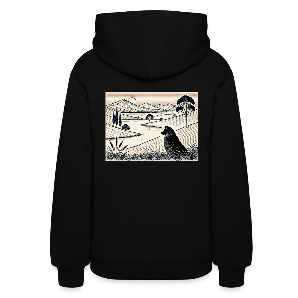 Women's Australian Shepherd Prairie Graphic Hoodie with Logo - black