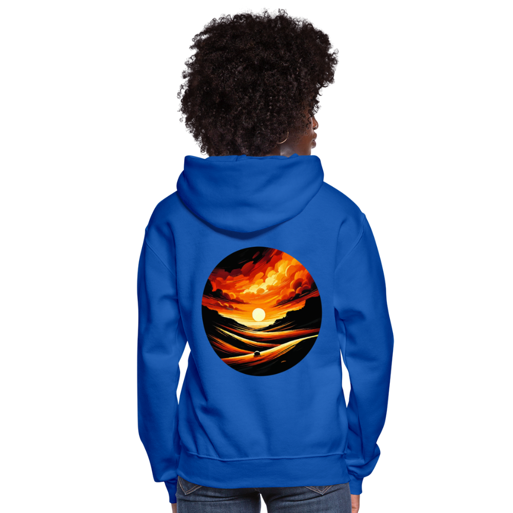 Women's Desert Sunset Graphic Hoodie with Logo - royal blue