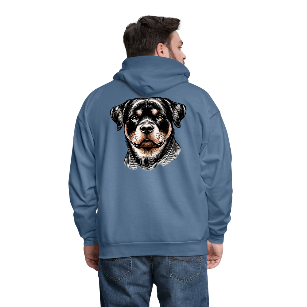 Men's Fine Line Rottweiler Graphic Hoodie with Logo - denim blue