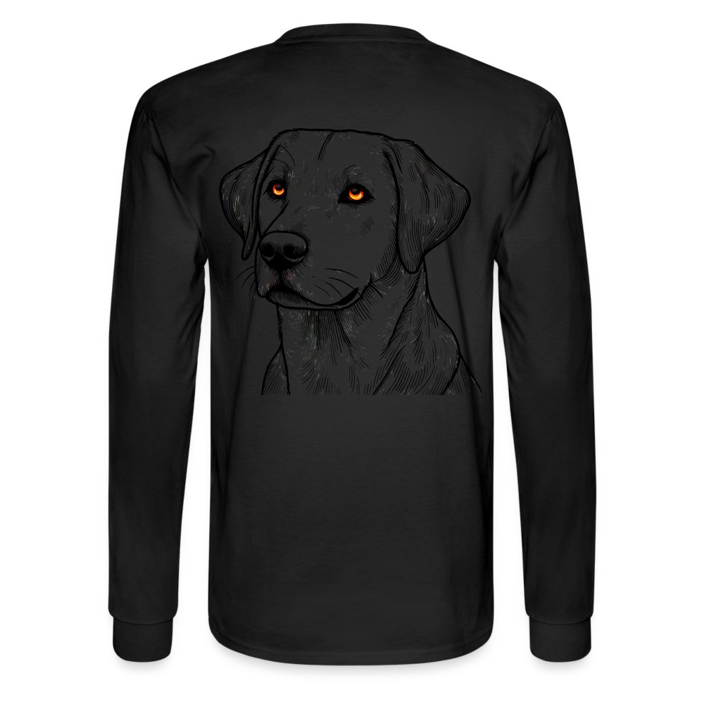 Men's Fine Line Labrador Graphic Long Sleeve Shirt with Logo - black