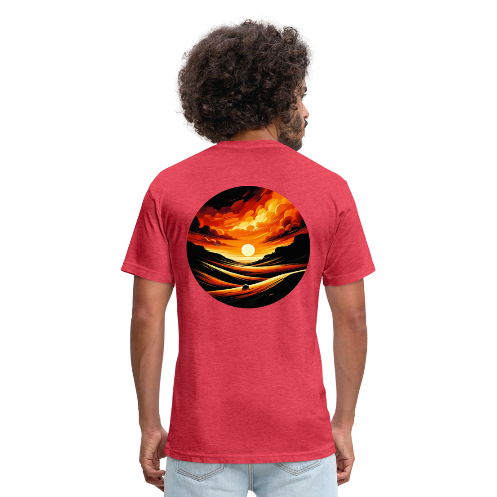 Desert Sunset Graphic Unisex Fitted Cotton/Poly T-Shirt with Logo - heather red