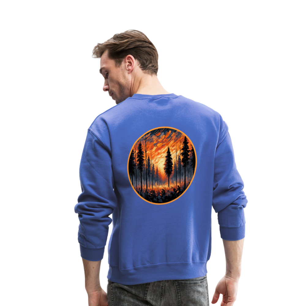 Orange Forest Sunset Crewneck Sweatshirt with Logo - royal blue