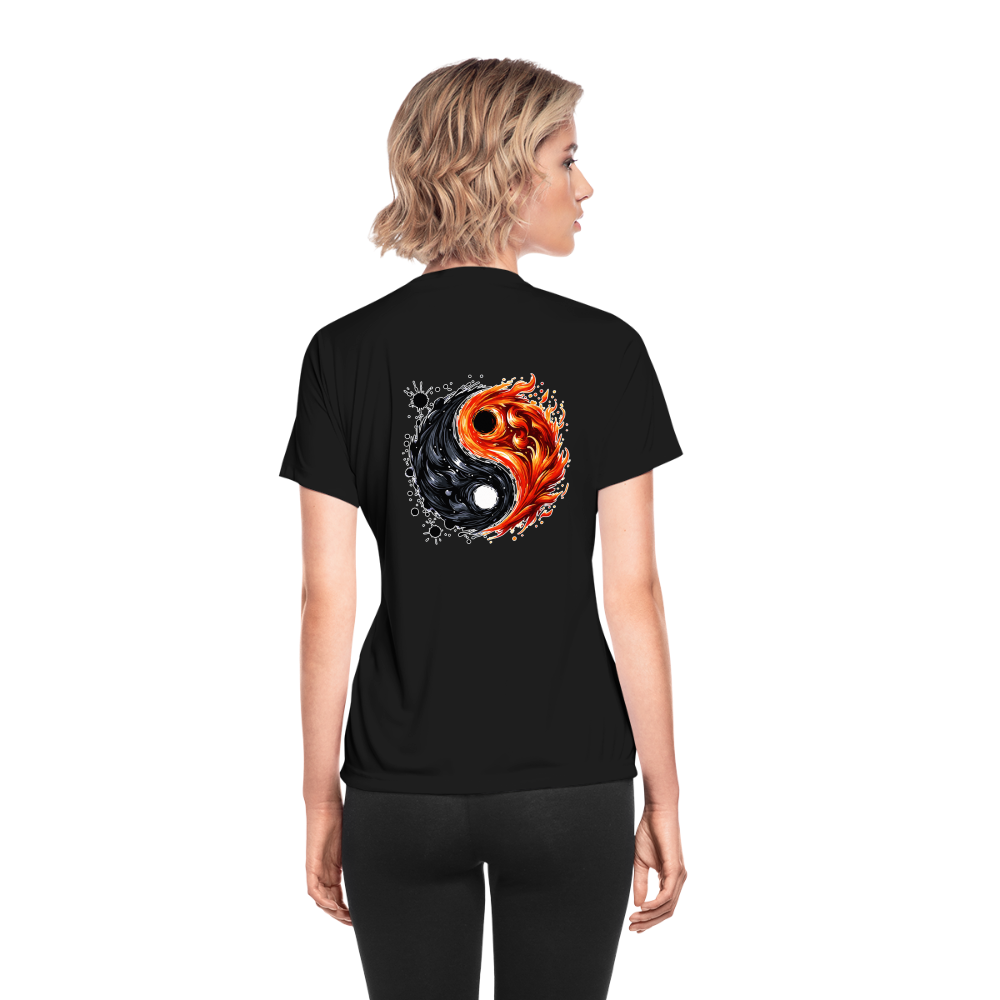 Women's Official Ink and Ember  Yin and Yang Moisture Wicking Performance T-Shirt with Logo - black