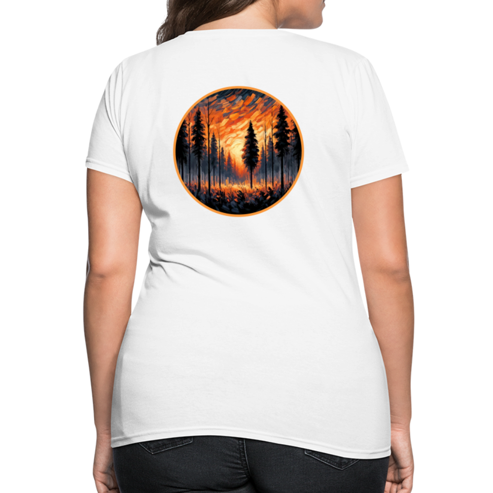 Women's Orange Forest Sunset T-Shirt with Logo - white