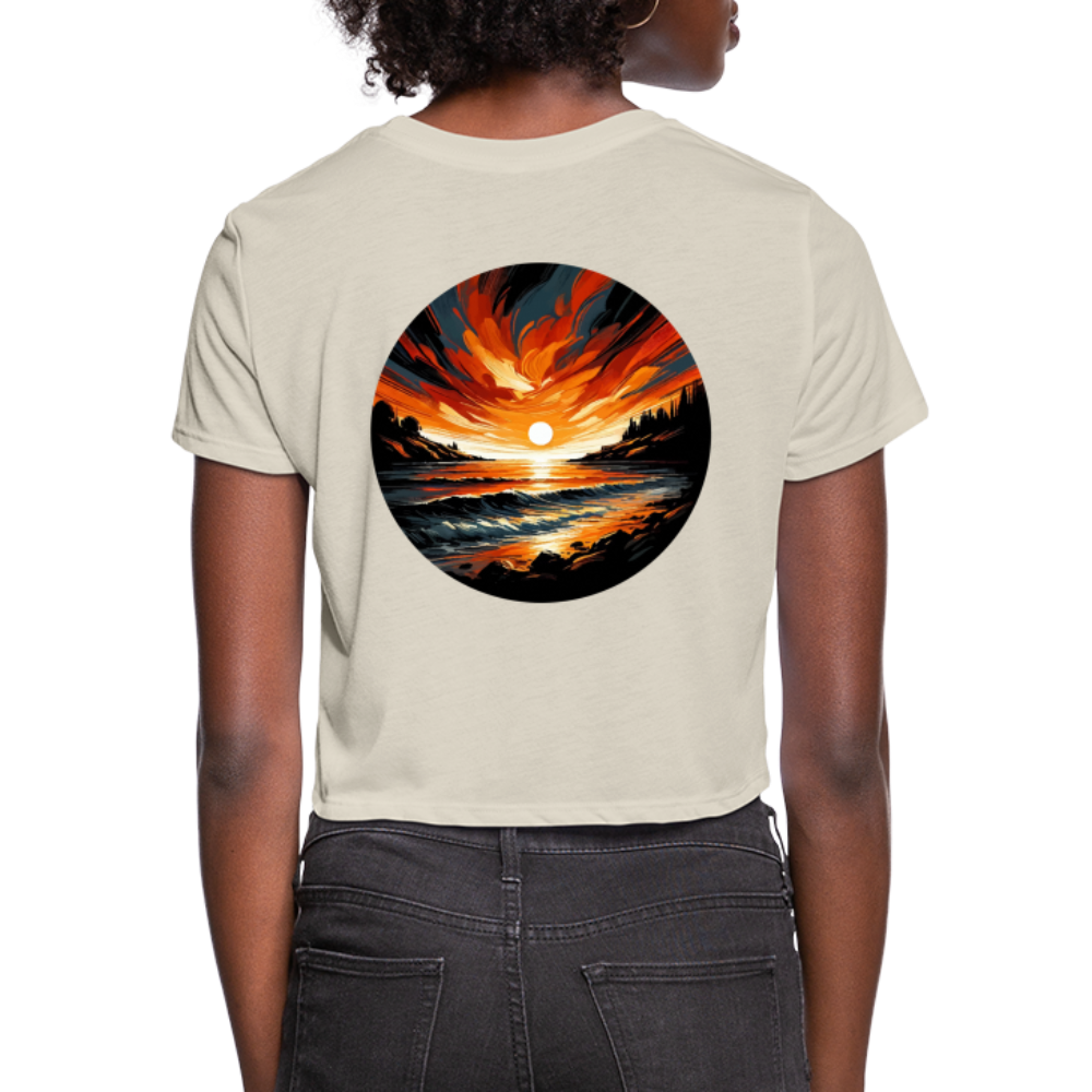 Women's Beach Sunset Graphic Cropped T-Shirt with Logo - dust