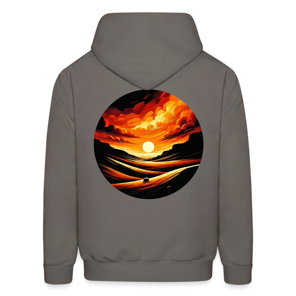 Men's Desert Sunset Graphic Hoodie with Logo - asphalt gray