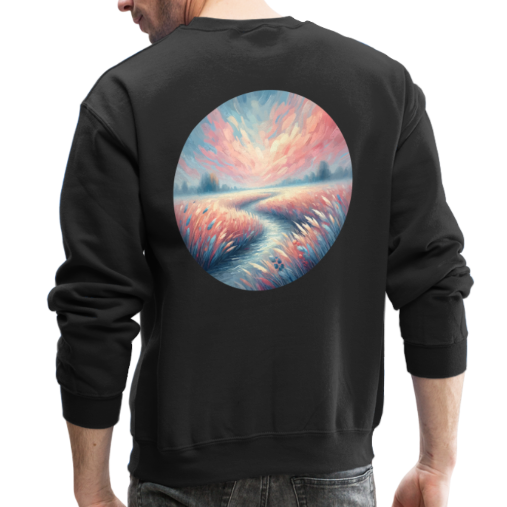 River Meadow Graphic Crewneck Sweatshirt with Logo - black