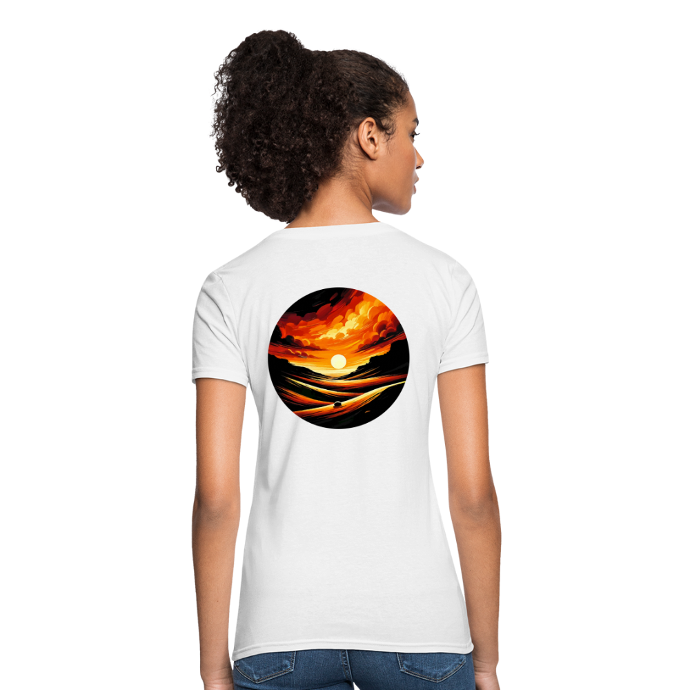 Women's Desert Sunset Graphic T-Shirt with Logo - white