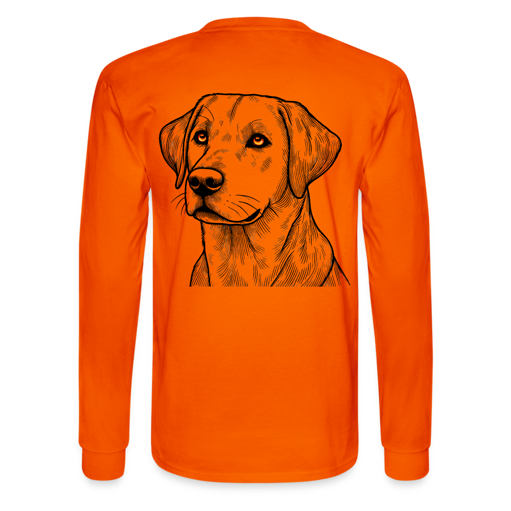 Men's Fine Line Labrador Graphic Long Sleeve Shirt with Logo - orange