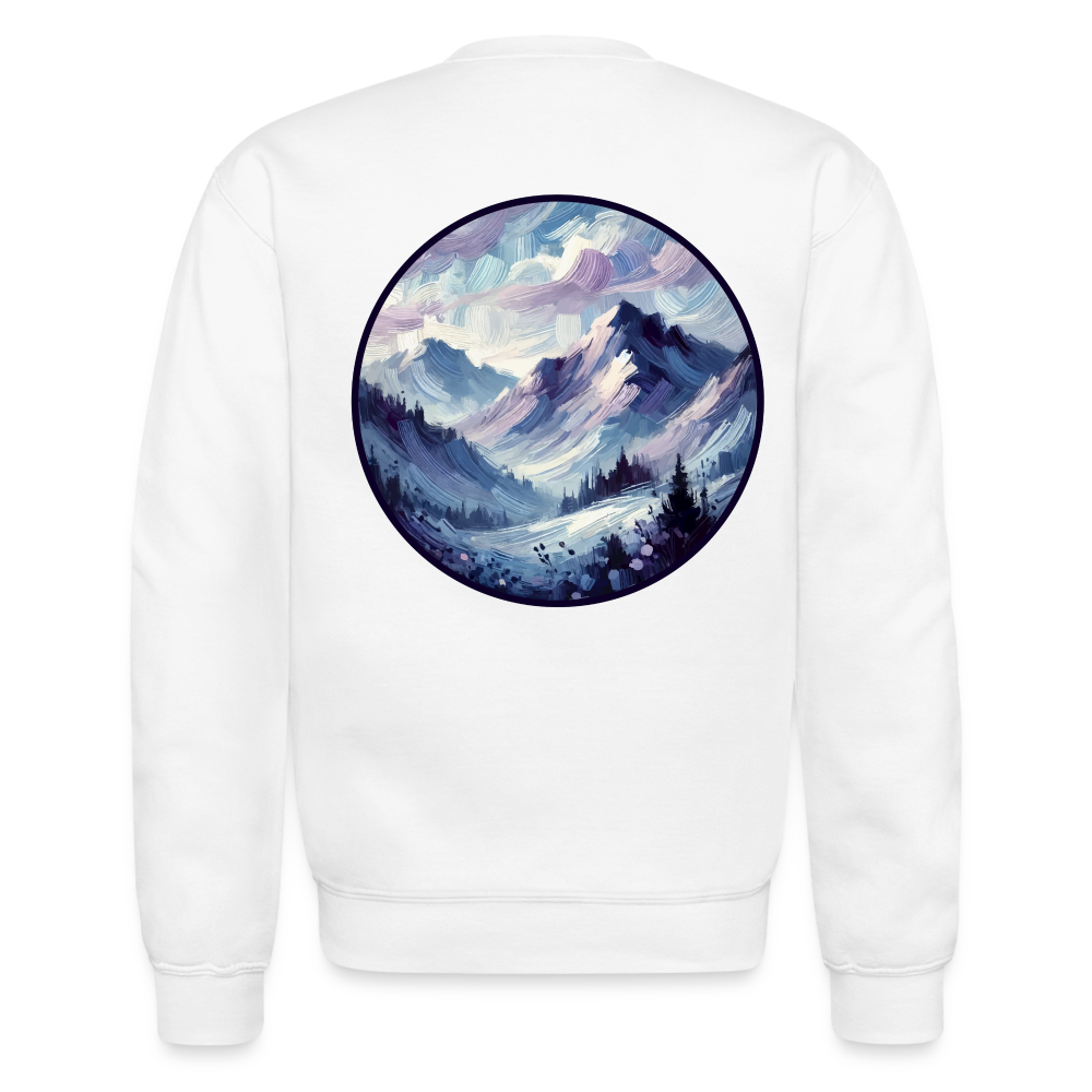 Lavender Blue Mountain Range Crewneck Sweatshirt with Logo - white