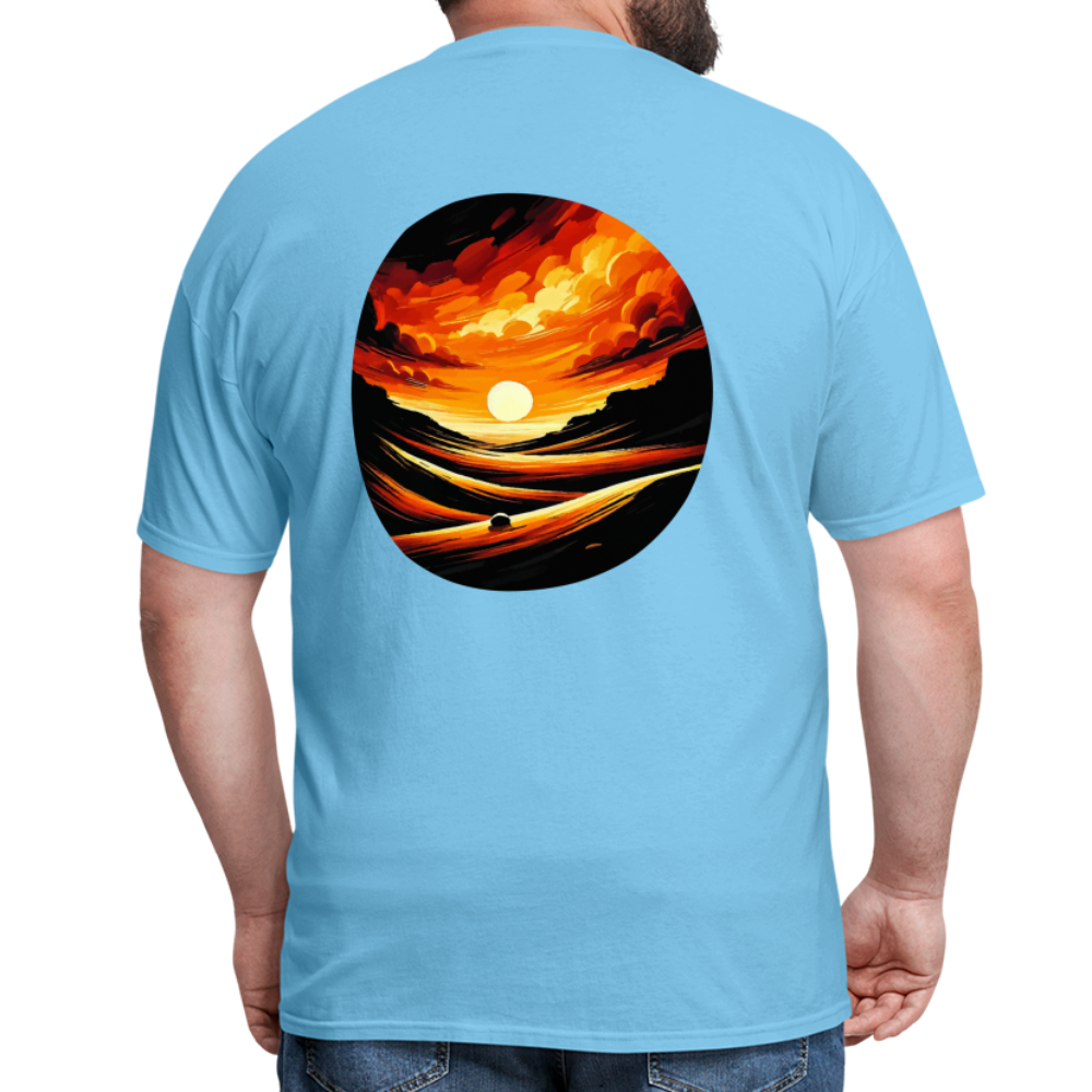 Desert Sunset Graphic Unisex Classic T-Shirt with Logo - aquatic blue