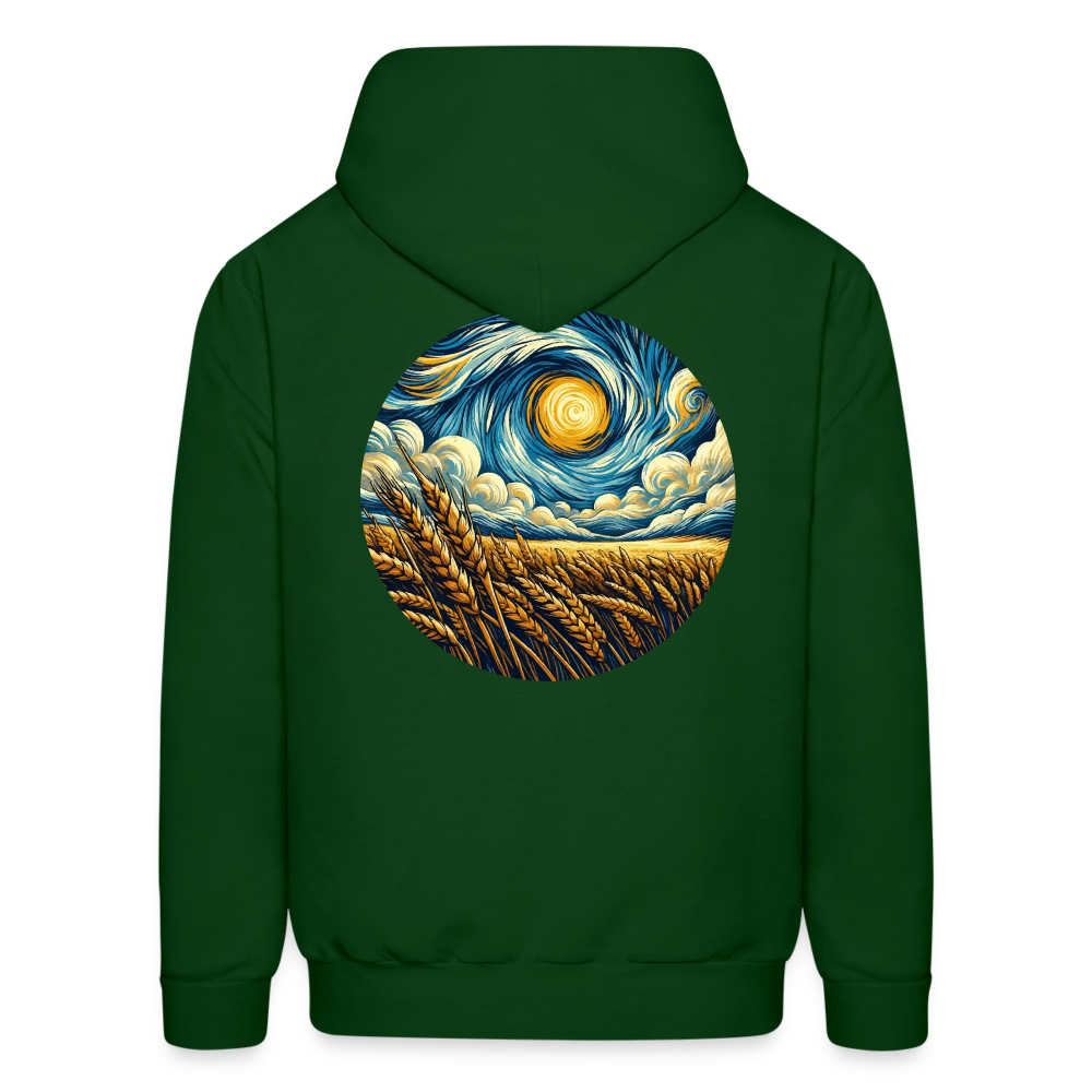 Men's Wheat Field Graphic Hoodie with Logo - forest green