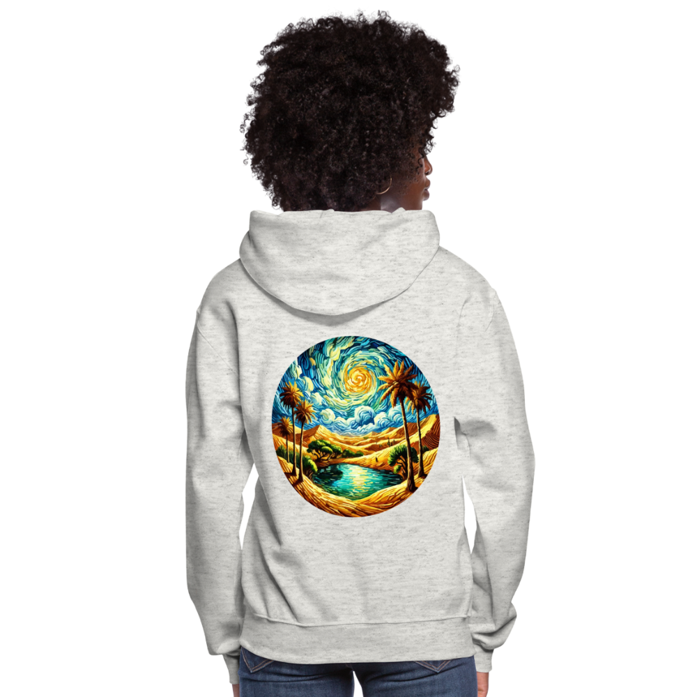 Women's Desert Oasis Graphic Hoodie with Logo - heather oatmeal