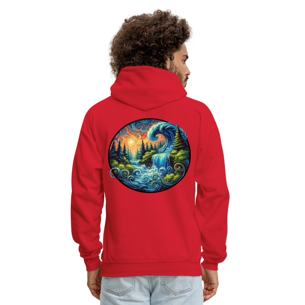 Men's Waterfall Graphic Hoodie with Logo - red