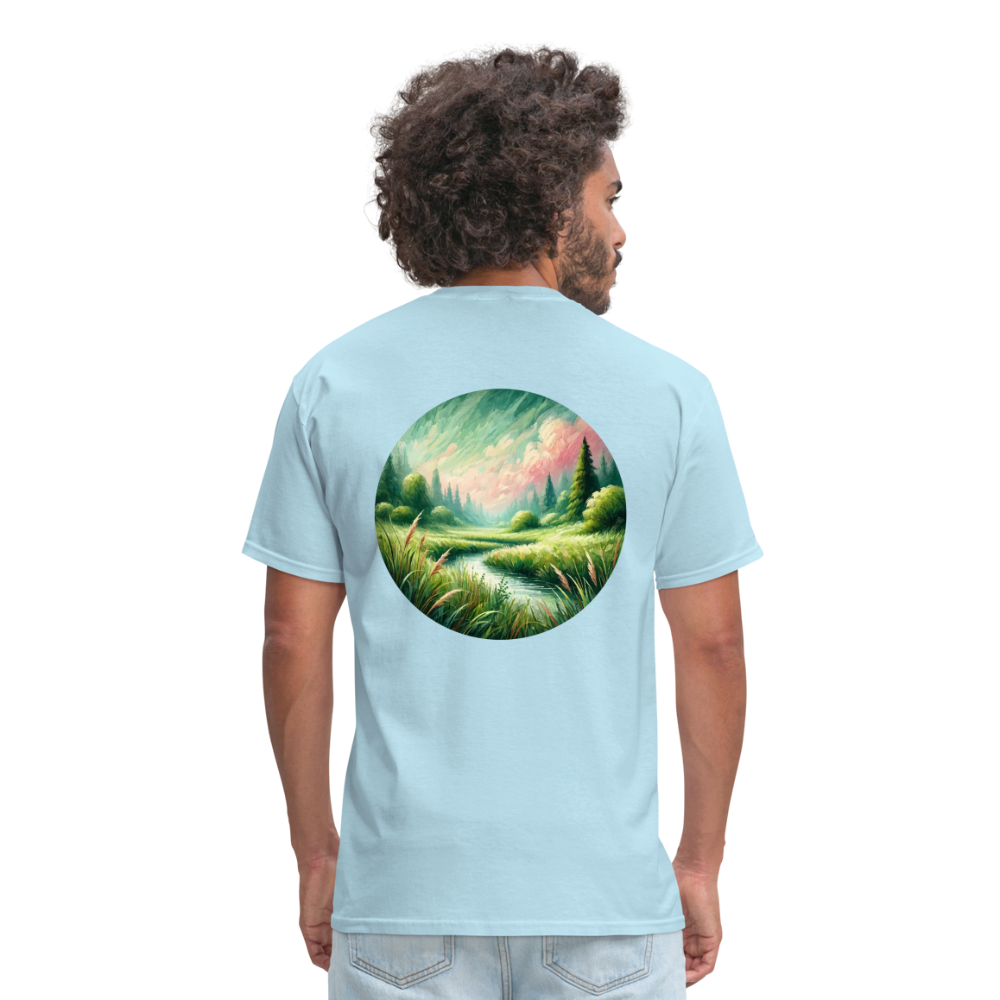 Meadow Graphic Unisex Classic T-Shirt with Logo - powder blue