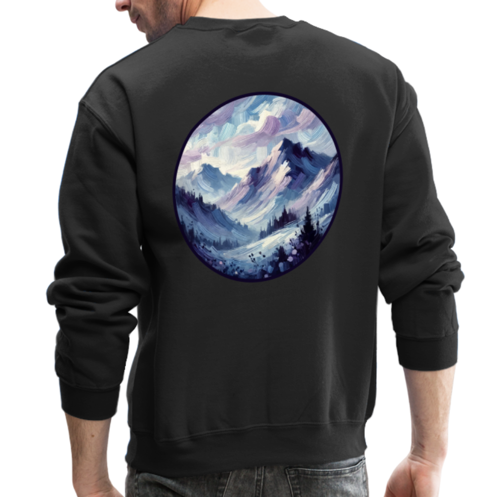 Lavender Blue Mountain Range Crewneck Sweatshirt with Logo - black