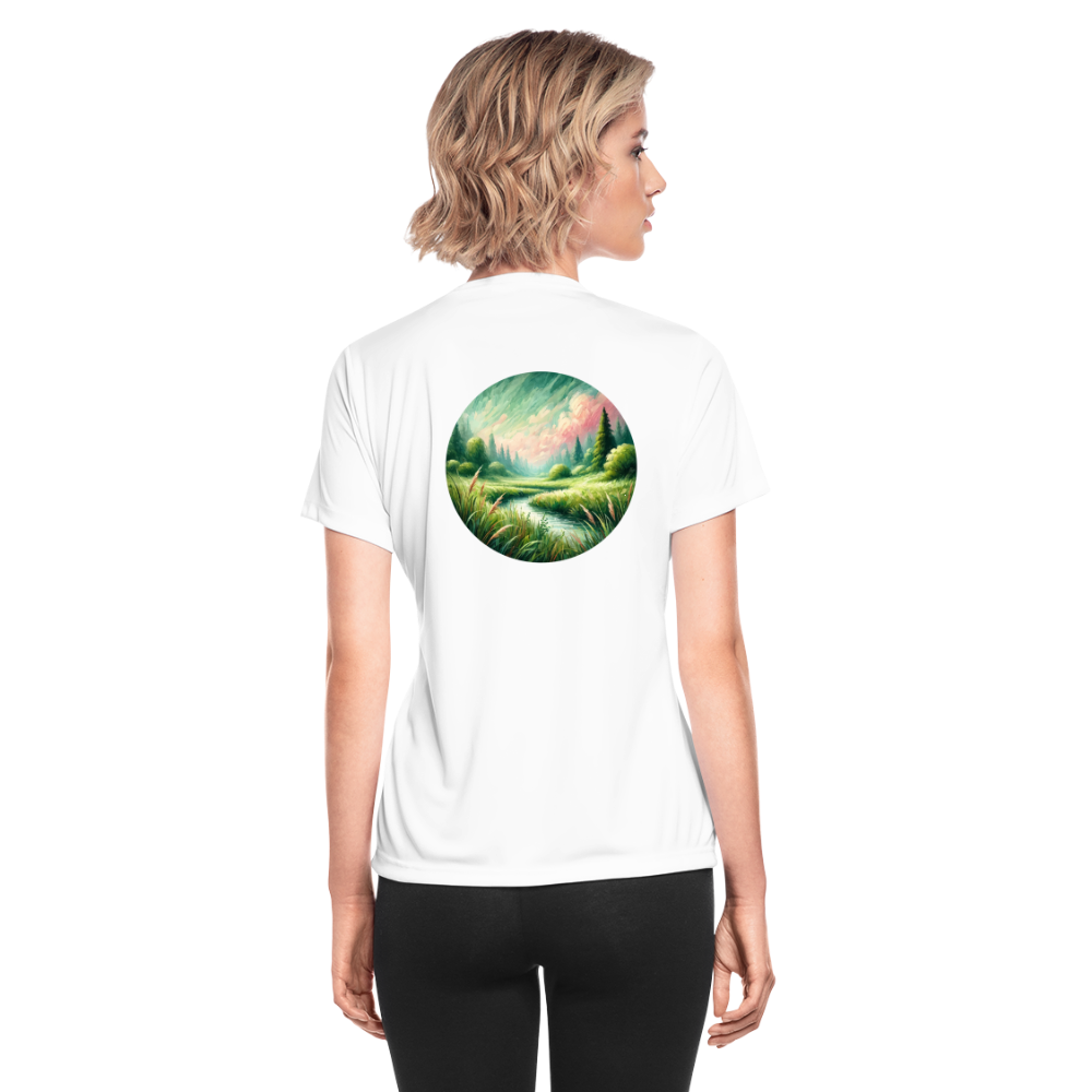 Women's Meadow Graphic Moisture Wicking Performance T-Shirt with Logo - white