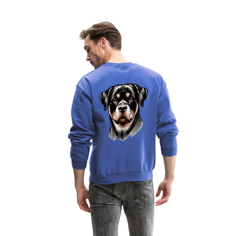 Fine Line Rottweiler Graphic Crewneck Sweatshirt with Logo - royal blue