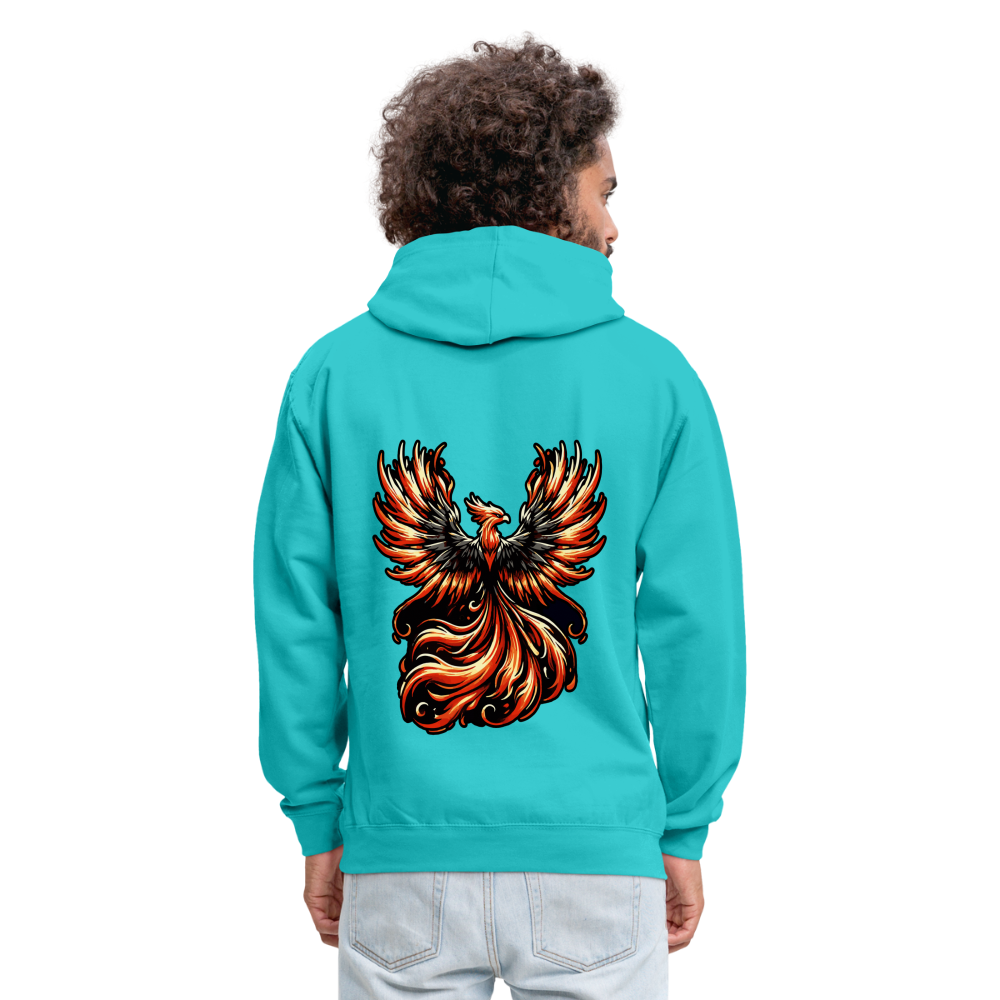 Phoenix Graphic Unisex Contrast Hoodie with Logo - scuba blue/asphalt